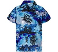 King Kameha Funky-Hawaii-Hemd, Herren, Kurzarm, Surf, Dunkel-Türkis, L