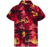 King Kameha Funky-Hawaii-Hemd, Herren, Kurzarm, Surf, Rot, 3XL