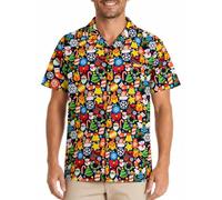 King Kameha Funky-Hawaii-Hemd, Weihnachten, Herren, Kurzarm, Christmas-Allover, Dunkel-Blau, 3XL