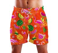 King Kameha Funky Hawaii Schwimm-Hose Bade-Hose Bade-Shorts, Flamingo Melon, Orange, XXL
