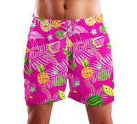 King Kameha Funky Hawaii Schwimm-Hose Bade-Hose Bade-Shorts, Flamingo Melon, Pink, L