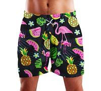 King Kameha Funky Hawaii Schwimm-Hose Bade-Hose Bade-Shorts, Flamingo Melon, Schwarz, XL