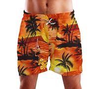 King Kameha Funky Hawaii Schwimm-Hose Bade-Hose Bade-Shorts, Surf, Orange, M