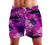 King Kameha Funky Hawaii Schwimm-Hose Bade-Hose Bade-Shorts, Surf, Pink Violett, XL