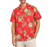 King Kameha Hawaii Hemd Männer - Komfortables Hawaiihemd Herren Kurzarm, Small-Flower, Pink, XXL