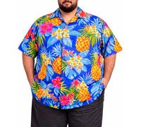 King Kameha Hawaiihemd Herren Kurzarm - Grünes Hawaii Hemd Männer Ananas - Hemd Herren Kurzarm Hawaii Outfit - Hawaiian Shirts for Men - Pineapple, Blau, 12XL