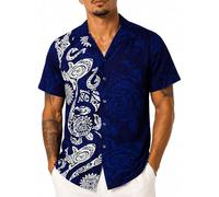 King Kameha Hawaiihemd Herren Kurzarm - Grünes Hawaii Hemd Männer Maori - Hemd Herren Kurzarm Hawaii Outfit - Hawaiian Shirts for Men - Maori, Blue,