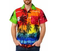 King Kameha Hawaiihemd Herren Kurzarm - Grünes Hawaii Hemd Männer Strand - Hemd Herren Kurzarm Hawaii Outfit - Hawaiian Shirts for Men - Beach, Mondy, XXL