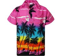 King Kameha Hawaiihemd Herren Kurzarm - Grünes Hawaii Hemd Männer Strand - Hemd Herren Kurzarm Hawaii Outfit - Hawaiian Shirts for Men - Beach, Eclectic Pink, 8XL