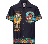 King Kerosin Herren Hawaii Hemd · Hawaiian Shirt · Artwork · Print · Mexico · Pinup · Retro · Vintage · Rockabilly · 50s · Kurzarm · Reverskragen · Biker · Trucker · Acapulco Gold