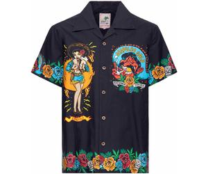 King Kerosin Acapulco Gold Kurzarmhemd, schwarz-mehrfarbig, Größe XL für Männer