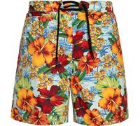 King Kerosin Herren Badeshorts | Swimming Trunks | Schwimmshorts | Kurz | Kniefrei | Hibiscus | Tropisch | Vintage | Retro Colorful Hibiscus