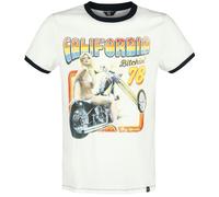 King Kerosin Herren Kontrast Print T-Shirt | Regular Fit | Reine Baumwolle California Bitchin