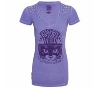 King Kerosin Female Shirt Ride Wild and Free Oilwashed Lila-XL