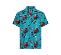 King Kerosin Hawaii Hemd Rockabilly Hot Devil in türkis-blau XXL