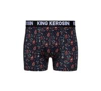 King Kerosin Herren Boxershorts · Unterwäsche · Unterhose · Trunks · Elastisch · Kurz · Slip · Logoschriftzug · Bequem · Allover Print · Design Artwork · Totenkopf · Vintage · Retro · Rock 'n' Roll