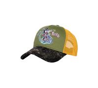 King Kerosin Herren Cap Trucker Cap Mesh Cap Split The Road 50s Stickerei Retro Vintage Rockabilly 1950s Kappe Marmor Effekt Used-Look Split The Road