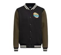 King Kerosin Herren College Jacke Sweatjacke Baseballjacke Innenfutter Vintage Retro Rock 'N' Roll Rockabilly 50S Comic Art Patch Oldtimer Muscle Street Fire