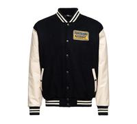 King Kerosin Herren College Jacke Winterjacke Langarm Wolljacke Lederärmel Stickerei Pickup Truck Vintage Retro 50S Rockabilly Pickup