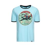 King Kerosin Herren Contrast T-Shirt Kurzarm Shirt Basic Shirt Regular Fit Front-Print Retro Vintage Rockabilly Old School Air Force 42