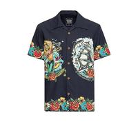 King Kerosin - Herren Hawaii-Hemd Homeward Bound - Rockabilly, Retro, Bio-Baumwolle - Schwarz XXL