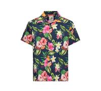 King Kerosin Herren Hawaiihemd · Hawaiian Shirt · Tropical · Hibiskus · Strand · Urlaub · Floral · Tiki · Kurzarm · Reverskragen · Rockabilly · 50s · Vintage Retro · Tropical Flowers