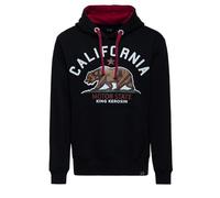 King Kerosin Herren Hoodie California State – Vintage-Print – Schwarz – L