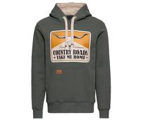 King Kerosin Herren Hoodie · Kapuzenpullover · Sweater · Hooded · Patch · Sweatshirt · Front-Print · Kapuze · Tunnelzug · Roadtrip · Vintage · Retro · Biker · Langarm · Country Roads