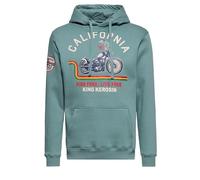 King Kerosin Herren Hoodie Mit Kapuze Gefüttert Kapuzensweater Kapuzenpullover Kängurutasche Langarm Biker Motorrad Vintage Retro California California