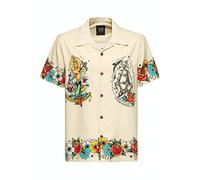 King Kerosin Herren Kurzarm Hemd Hawaii Hemd Clippership Pin-Up Tattoo-Style Mermaid Vintage Sommer Rockabilly Homeward Bound