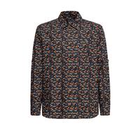 King Kerosin Herren Langarm-Hemd Allover-Print Verstellbare Arm Rockabilly 50S Vintage Retro Freizeithemd Foxy
