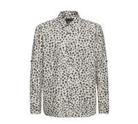 King Kerosin Herren Langarmhemd Freizeithemd V-Twin Motorrad Allover Print Bio-Baumwolle Organic Cotton Büro Freizeit Vintage Retro V2 Motor Biker V-Twin-Engine