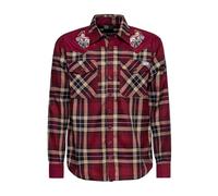 King Kerosin Herren Langarmhemd · Western · Cowboy · Hemd · Karohemd · Flanell · Pinup · Cowgirl · Patch · 50s · Retro · Vintage · Kariert · Baumwolle · Langarm ·