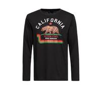 King Kerosin Herren Langarmshirt Langarm T-Shirt Print Rundhals Longsleeve California Motor State Rundhals Schwarz Basic Vintage Retro California