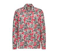 King Kerosin Herren Panel Hemd Langarm Regular Fit Illustration Holzknöpfe Hawaii Rockabilly 50s Retro Rockabilly