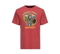 King Kerosin Herren Print Shirt T-Shirt Kurzarmshirt Rundhals Used Dick 200 G/m² V-Twin Motor Vintage Retro Waschung Unleash Spirit
