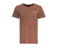 King Kerosin Herren Roll-Up T-Shirt Acid Wash mit Backprint Chopper until death dunkelbraun S