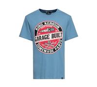 King Kerosin Herren Shirt Mit Frontprint Im Workerstyle Garage Built Rundhals Kurzarm Print-Shirt Regular Fit Bedruckt Abgesteppte Kante Garage Built