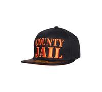 King Kerosin Herren Snapback Cap • Flat Brim • 3D Stickerei Print • Basecap Für Männer • Baseball-Kappe • Retro • Vintage • Schirmmütze • Schwarz • County Jail