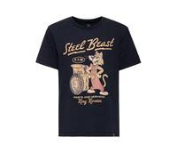 King Kerosin Herren T-Shirt · Oil Washed · Used Look · Vintage · Retro · Patch · Comic Artwork · Print · Garage · Work · Wear · 50s · Fifties · FTW · Rundhals · Steel Beast