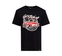 King Kerosin Herren T-Shirt Print Shirt Kurzarm Rundhals Regular Fit Vintage Pick-Up Car Retro Us Oldtimer 50S 60S Kult Rockabilly Get A Pick-Up