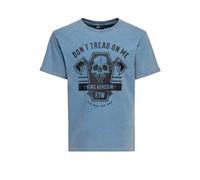 King Kerosin Herren T-Shirt Print T-Shirt Kurzarmshirt Acid Washed Unikat Vintage Look Rollsaum Regular Fit Biker Print Artwork Don't Tread On Me
