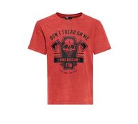 King Kerosin Herren T-Shirt Print T-Shirt Kurzarmshirt Acid Washed Unikat Vintage Look Rollsaum Regular Fit Biker Print Artwork Don't Tread On Me