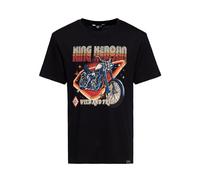 King Kerosin Herren T-Shirt Print T-Shirt Kurzarmshirt Artwork Print 70S Retro Chopper Motorrad Biker Wild & Free