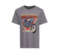 King Kerosin Herren T-Shirt Print T-Shirt Kurzarmshirt Artwork Print 70S Retro Chopper Motorrad Biker Wild & Free