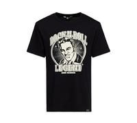 King Kerosin Herren T-Shirt Printshirt Kurzarm Regular Fit King of Rock 'N' Roll Legend Vintage Retro Us 50S Rundhals Rock 'N' Roll Legend