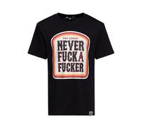 King Kerosin Herren T-Shirt · Printshirt · Statement · Frontprint · Print · Spruch · Biker · Kurzarm · Rundhalsausschnitt · Basic · Retro · Vintage · Oldschool · Never Fuck A Fucker