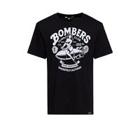 King Kerosin Herren T-Shirt · Shirt · Retro · Vintage · Herrenshirt · Print · Logodruck · Monochrom Print · Kurzarm · Rundhals · Schwarz · Zeitlos · Rockabilly · 50s · Bombers