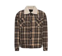 King Kerosin Herren Trucker Jacke Bikerjacke Kariert Langarm Sherpajacke Vintage Retro Karo Winterjacke Teddyfell California Biker Chopper California