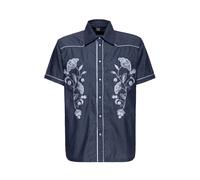 King Kerosin Western Shirt Kurzarmhemd blau in L